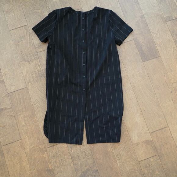 Ruti Top Womens Small Black Striped Vented High‎ Low SS Back Snap Button - Picture 10 of 14